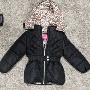 Pink platinum quilted puffer coat, girls, 4T, 3T